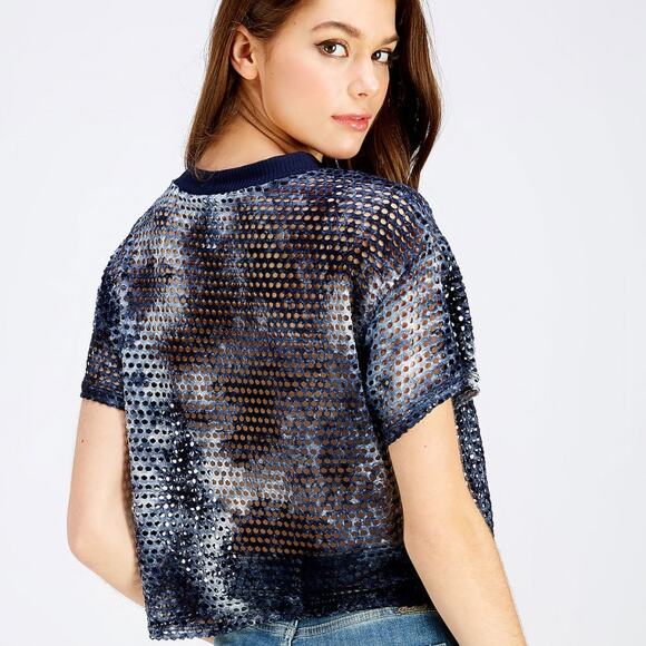 Sans Souci Tie Dye Fishnet Crop Top New Size S - Picture 2 of 11